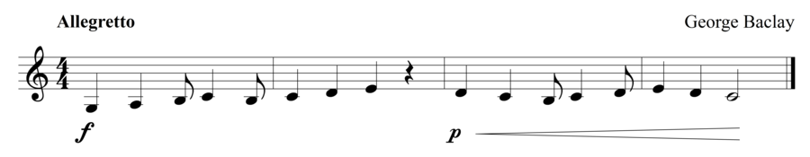 Grade 1 clarinet sight reading exercise, "Allegretto in C Major" by George B. on SightReadingMastery