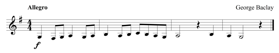 Grade 1 clarinet sight reading exercise, "Allegro Con Spirito" by George B. on SightReadingMastery