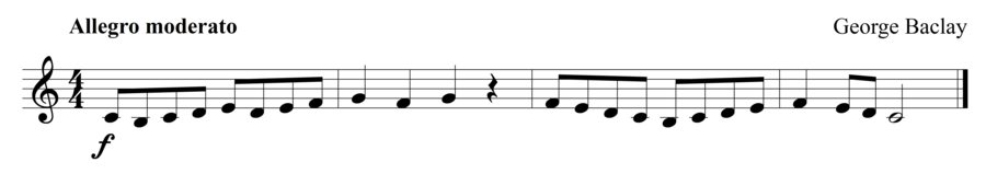 Grade 1 clarinet sight reading exercise, "Allegro Moderato" by George B. on SightReadingMastery