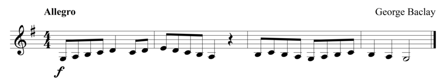 Grade 1 clarinet sight reading exercise, "Quick!" by George B. on SightReadingMastery