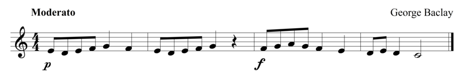 Grade 1 clarinet sight reading exercise, "Subito Forte" by George B. on SightReadingMastery
