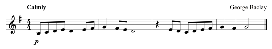 Grade 1 clarinet sight reading exercise, "Tranquillamente in G Major" by George B. on SightReadingMastery