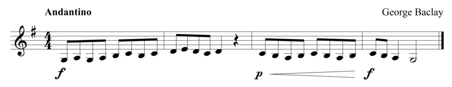 Grade 1 clarinet sight reading exercise, "Andantino in G Major" by George B. on SightReadingMastery