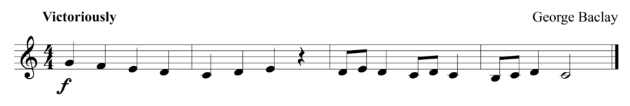 Grade 1 clarinet sight reading exercise, "Victorious Conqueror" by George B. on SightReadingMastery