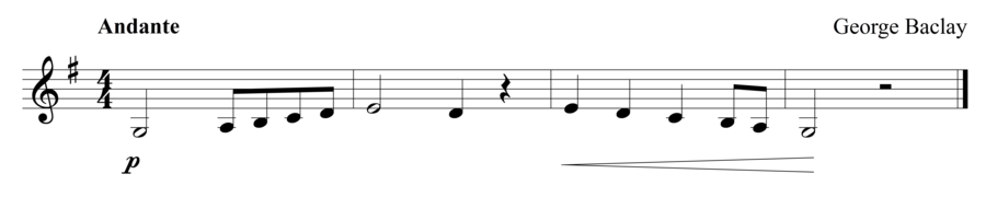 Grade 1 clarinet sight reading exercise, "A Loud End" by George B. on SightReadingMastery