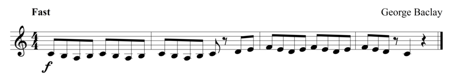 Grade 1 clarinet sight reading exercise, "Fast and Playful" by George B. on SightReadingMastery