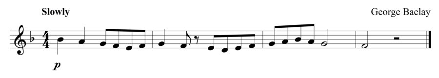 Grade 1 clarinet sight reading exercise, "Dramatically Signing Off" by George B. on SightReadingMastery