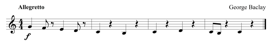 Grade 1 clarinet sight reading exercise, "Furioso" by George B. on SightReadingMastery