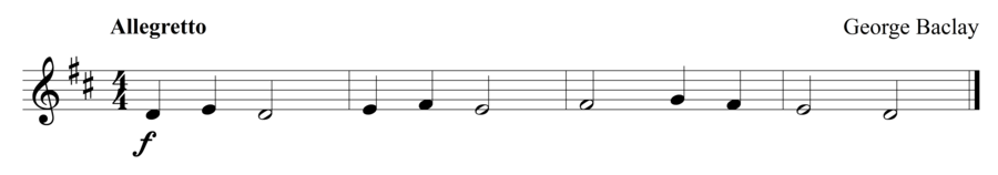 Grade 1 violin sight reading exercise, "A Short One" by George B. on SightReadingMastery