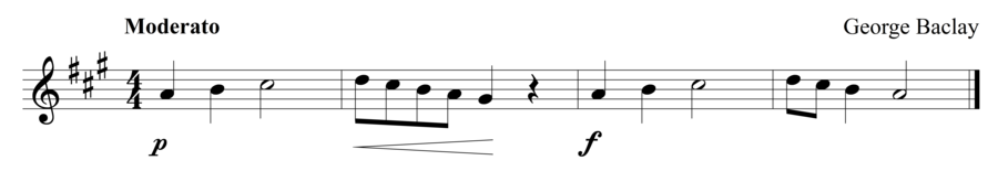 Grade 1 violin sight reading exercise, "Brief Interlude" by George B. on SightReadingMastery