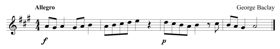 Grade 1 violin sight reading exercise, "Forte to Piano" by George B. on SightReadingMastery