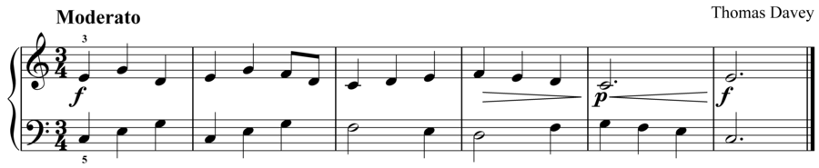 Grade 2 piano sight reading exercise, "Moderato in C Major" by Thomas D. on SightReadingMastery