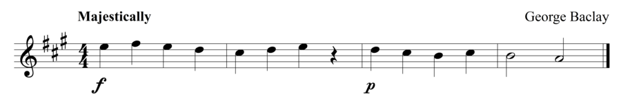 Grade 1 violin sight reading exercise, "Majestic Forte and Piano" by George B. on SightReadingMastery