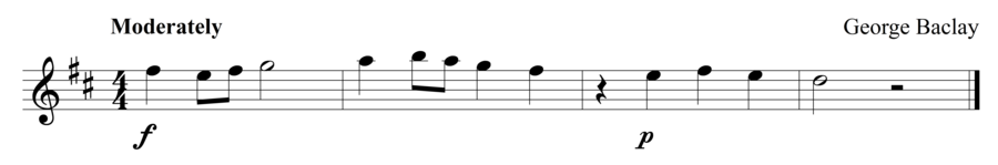 Grade 1 violin sight reading exercise, "Postlude in D Major" by George B. on SightReadingMastery