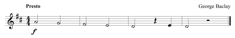 Grade 1 violin sight reading exercise, "Presto in D Major" by George B. on SightReadingMastery