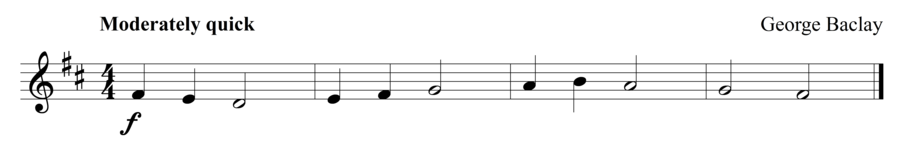 Grade 1 violin sight reading exercise, "Allegro Moderato" by George B. on SightReadingMastery