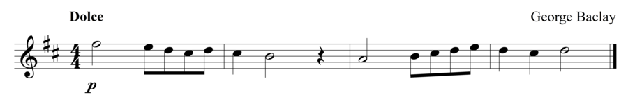 Grade 1 violin sight reading exercise, "Dolce in D Major" by George B. on SightReadingMastery