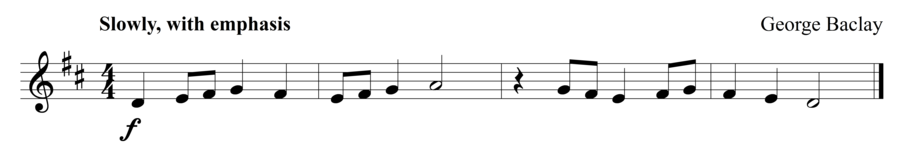 Grade 1 violin sight reading exercise, "Go Slow" by George B. on SightReadingMastery