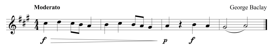 Grade 1 violin sight reading exercise, "Dynamics Challenge" by George B. on SightReadingMastery