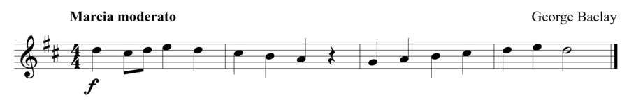 Grade 1 violin sight reading exercise, "A Musical March" by George B. on SightReadingMastery