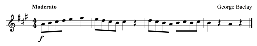 Grade 1 violin sight reading exercise, "Moderato" by George B. on SightReadingMastery