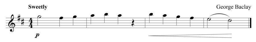 Grade 1 violin sight reading exercise, "Romantico in D Major" by George B. on SightReadingMastery