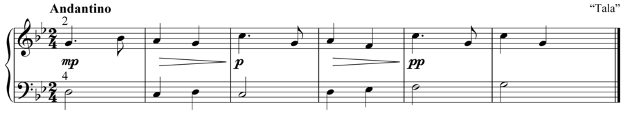 Grade 2 piano sight reading exercise, "Andantino in G Minor" by Anne M. on SightReadingMastery