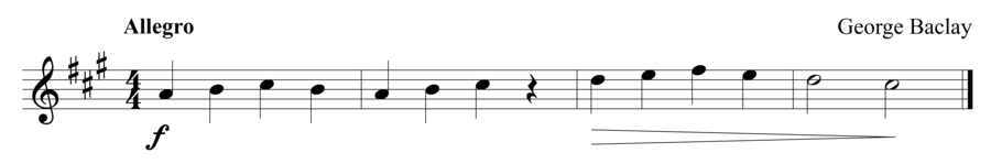 Grade 1 violin sight reading exercise, "Merrily Fading Out" by George B. on SightReadingMastery