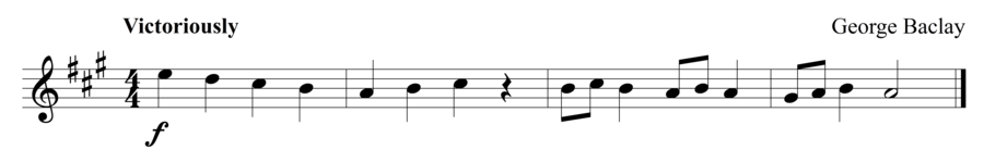 Grade 1 violin sight reading exercise, "Victorious Conqueror" by George B. on SightReadingMastery