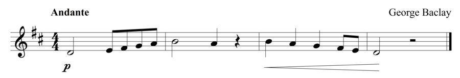 Grade 1 violin sight reading exercise, "A Loud End" by George B. on SightReadingMastery