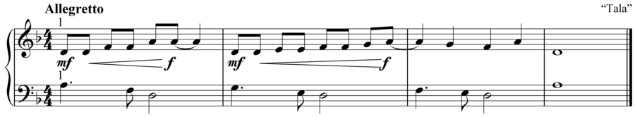Grade 2 piano sight reading exercise, "Allegretto in D Minor" by Anne M. on SightReadingMastery