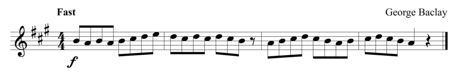 Grade 1 violin sight reading exercise, "In a Hurry" by George B. on SightReadingMastery