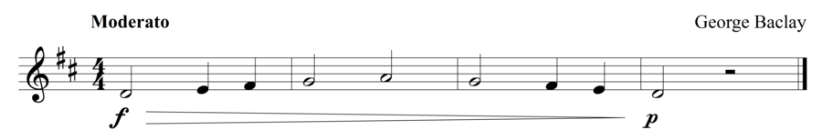 Grade 1 violin sight reading exercise, "Gradually Decreasing" by George B. on SightReadingMastery