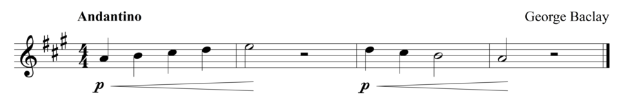 Grade 1 violin sight reading exercise, "I'm Practicing Crescendos" by George B. on SightReadingMastery