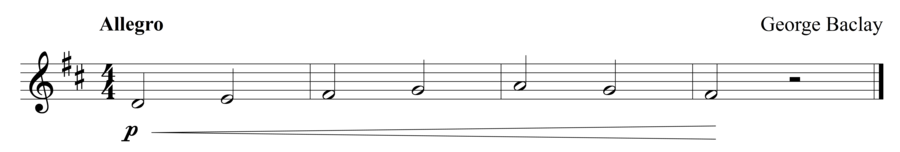 Grade 1 violin sight reading exercise, "Gradually Increasing" by George B. on SightReadingMastery