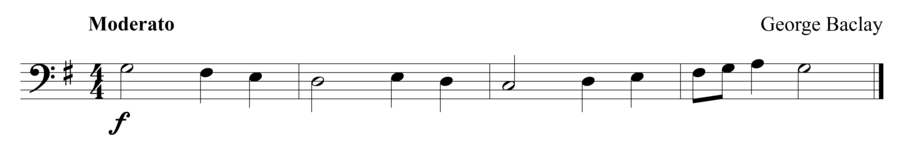 Grade 1 cello sight reading exercise, "Triunfante" by George B. on SightReadingMastery
