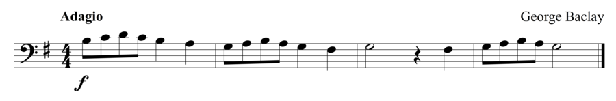 Grade 1 cello sight reading exercise, "Adagio in G Major" by George B. on SightReadingMastery