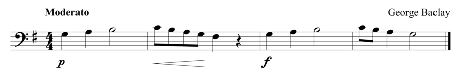 Grade 1 cello sight reading exercise, "Brief Interlude" by George B. on SightReadingMastery