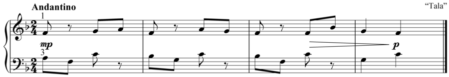 Grade 2 piano sight reading exercise, "Andantino in F Major" by Anne M. on SightReadingMastery