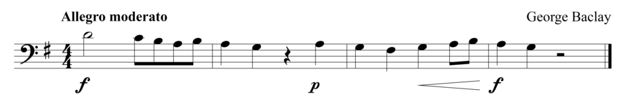 Grade 1 cello sight reading exercise, "Not Too Fast" by George B. on SightReadingMastery