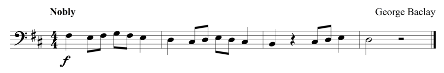 Grade 1 cello sight reading exercise, "The Noble Cellist" by George B. on SightReadingMastery