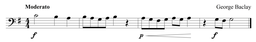 Grade 1 cello sight reading exercise, "Jocose" by George B. on SightReadingMastery