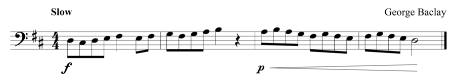 Grade 1 cello sight reading exercise, "Lyrically in D Major" by George B. on SightReadingMastery