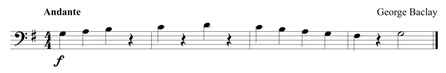 Grade 1 cello sight reading exercise, "Majestically in G Major" by George B. on SightReadingMastery