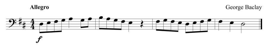 Grade 1 cello sight reading exercise, "Quick!" by George B. on SightReadingMastery