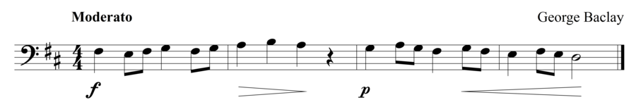 Grade 1 cello sight reading exercise, "Scherzando" by George B. on SightReadingMastery