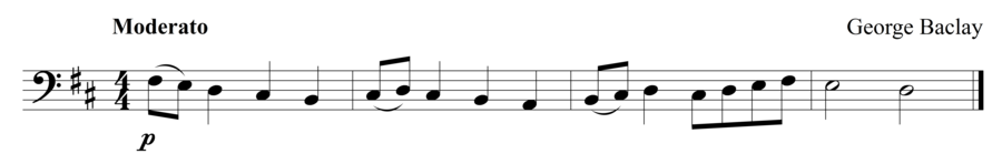 Grade 1 cello sight reading exercise, "Softly With Ease" by George B. on SightReadingMastery