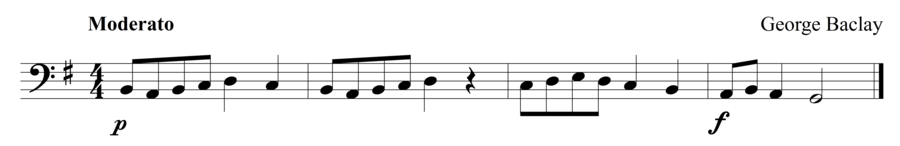 Grade 1 cello sight reading exercise, "Subito Forte" by George B. on SightReadingMastery