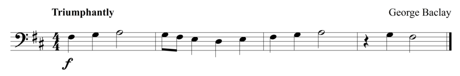 Grade 1 cello sight reading exercise, "Trionfante in D Major" by George B. on SightReadingMastery