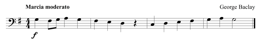Grade 1 cello sight reading exercise, "A Musical March" by George B. on SightReadingMastery
